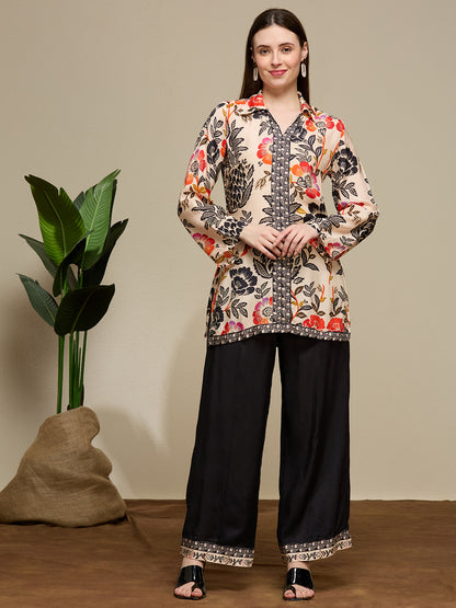 Ethnic Floral Printed Straight Fit Co-ord Set - Multi