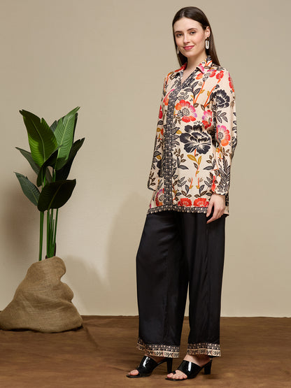 Ethnic Floral Printed Straight Fit Co-ord Set - Multi