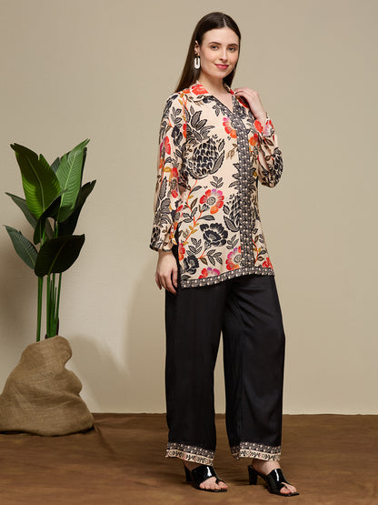 Ethnic Floral Printed Straight Fit Co-ord Set - Multi