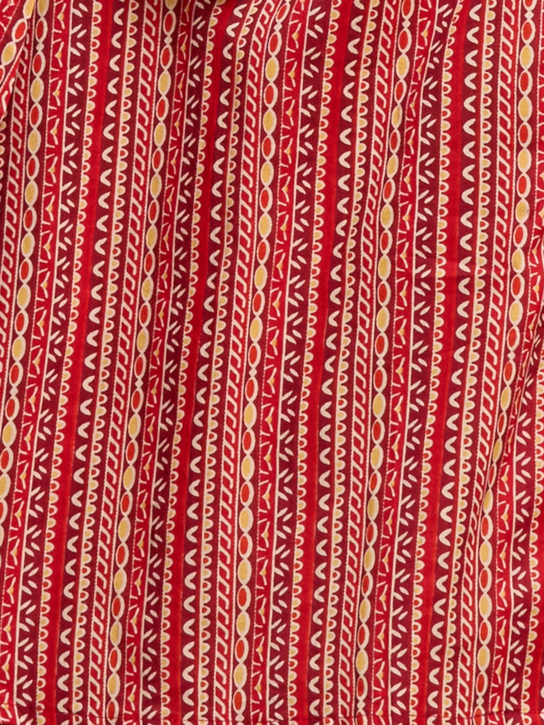 Ethnic Floral Printed Cotton A-Line Co-ord Set - Maroon