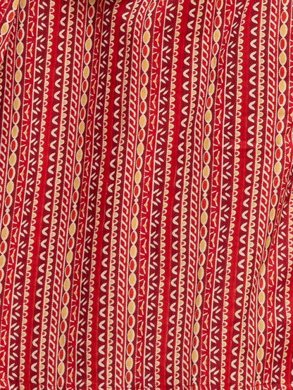 Ethnic Floral Printed Cotton A-Line Co-ord Set - Maroon