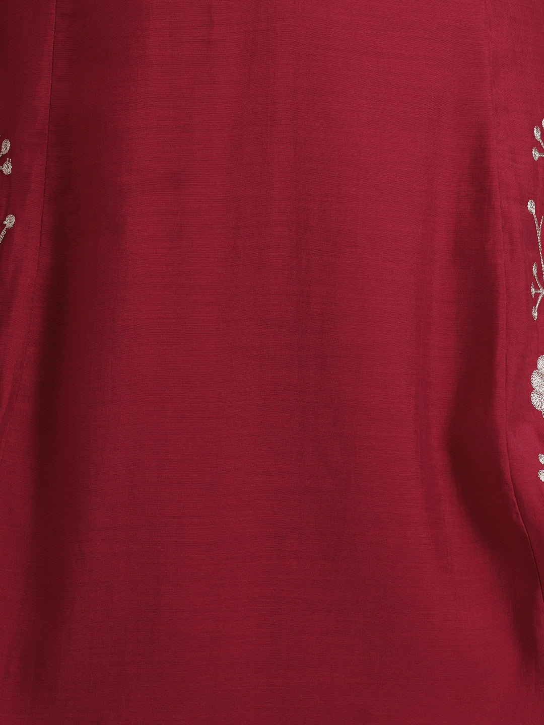 Solid Zari Floral Embroidered A-Line Co-ord Set - Maroon