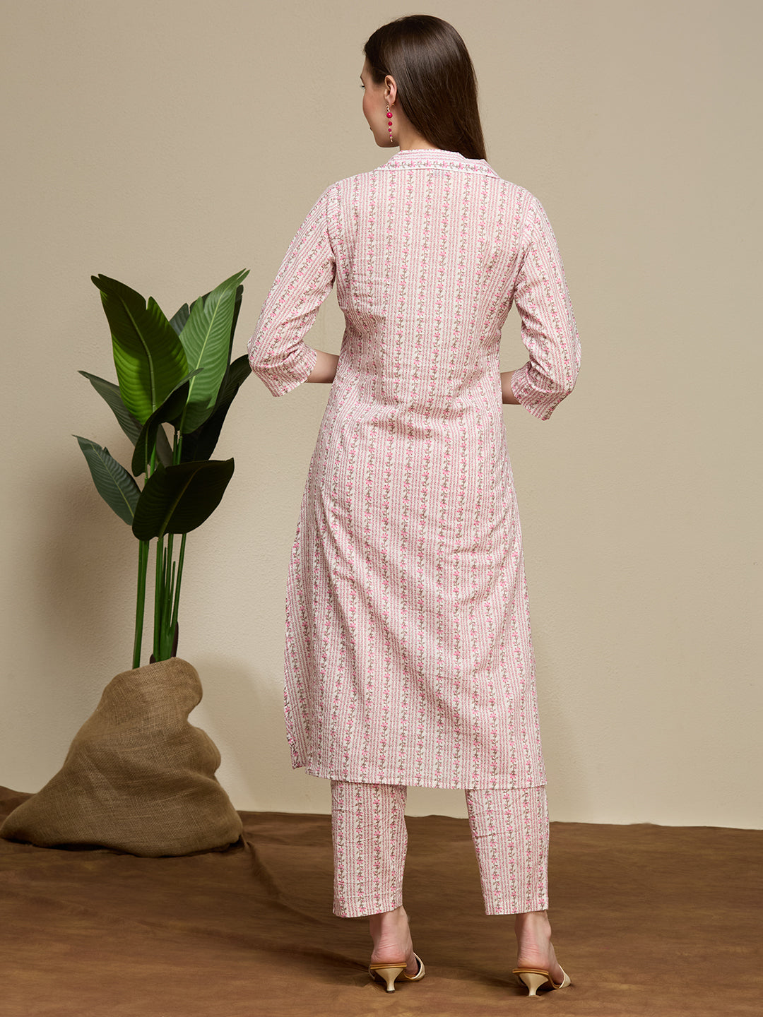 Ethnic Floral Printed Cotton A-Line Co-ord Set - Multi