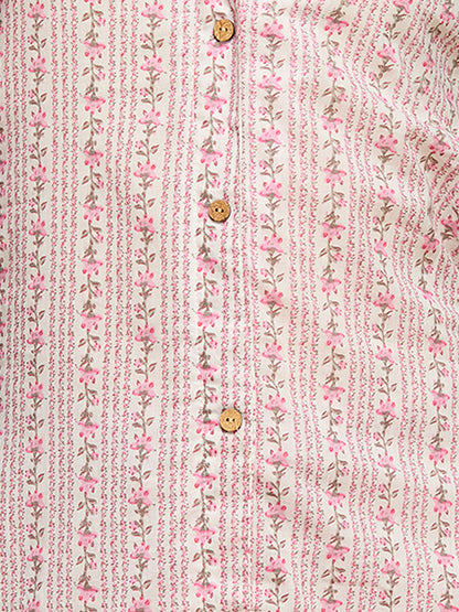 Ethnic Floral Printed Cotton A-Line Co-ord Set - Multi