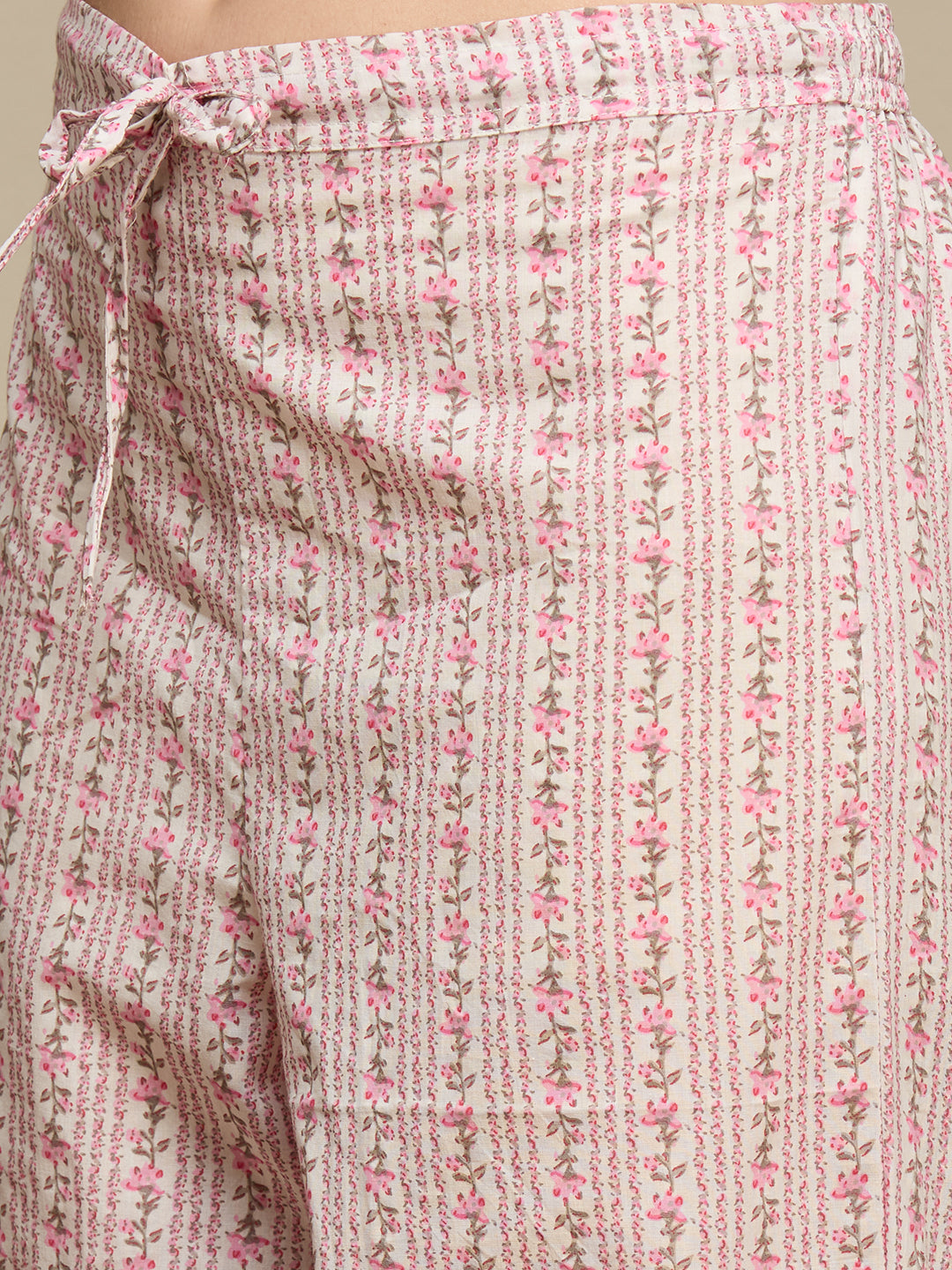 Ethnic Floral Printed Cotton A-Line Co-ord Set - Multi