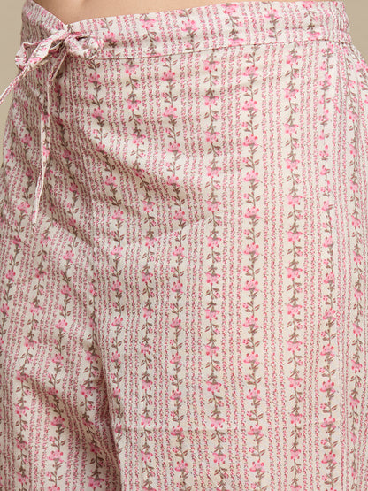 Ethnic Floral Printed Cotton A-Line Co-ord Set - Multi