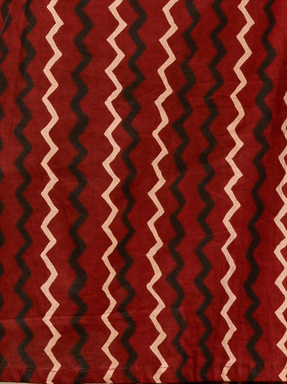 Ethnic Floral Printed Cotton A-Line Co-ord Set - Maroon