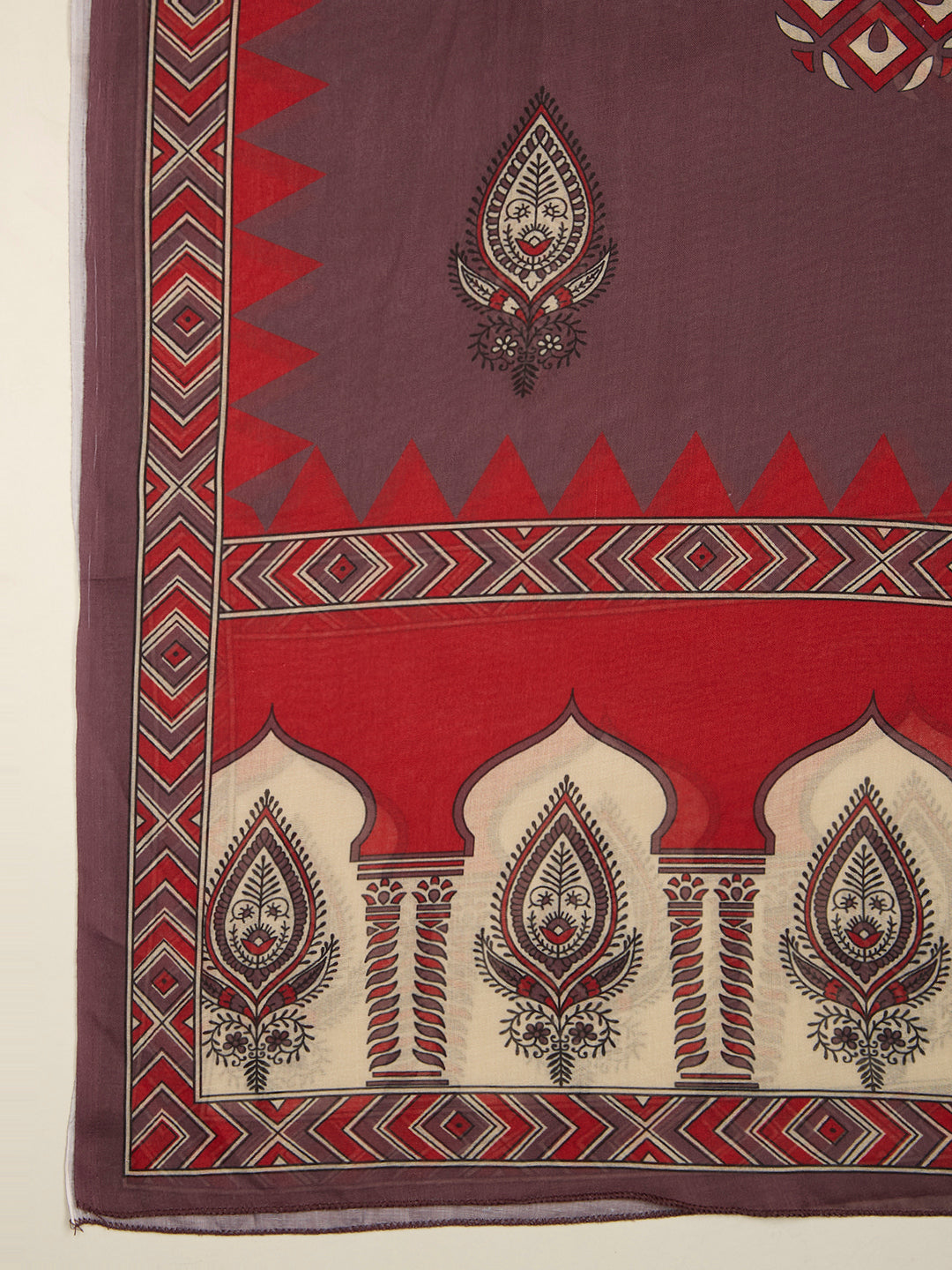 Solid Embroidered A-Line Kurta with Pant & Dupatta - Mauve