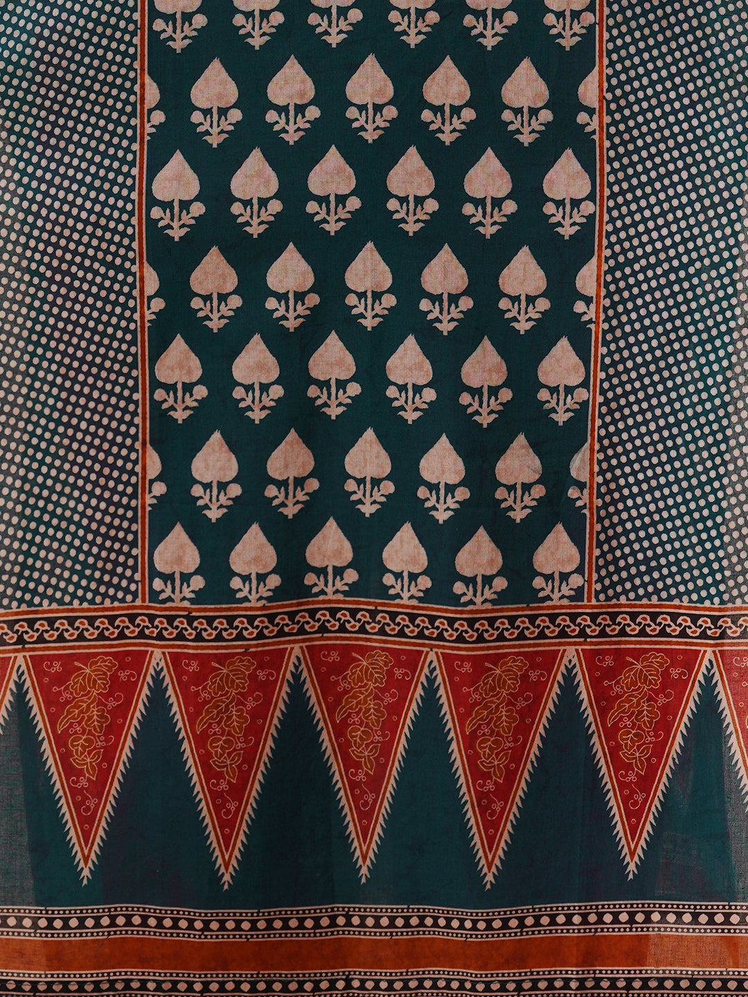 Ethnic Floral Printed Embroidered Straight Fit Kurta - Teal Blue