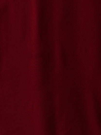 Solid Floral Embroidered Straight Fit Kurta with Palazzo and Dupatta - Maroon