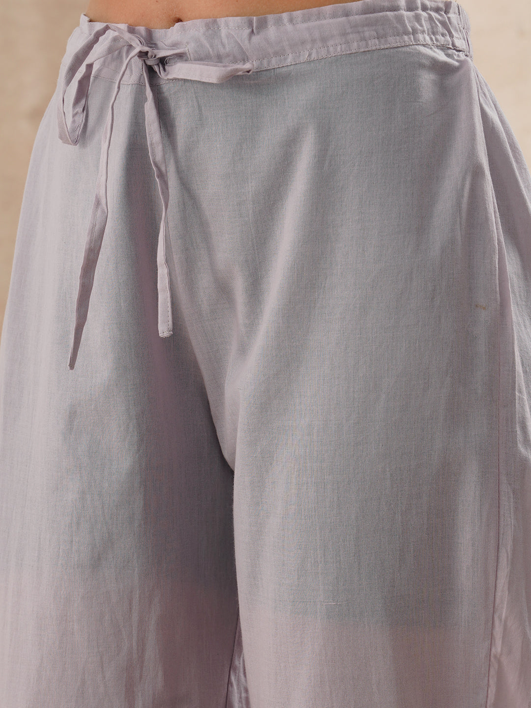 Solid Floral Hand Painted A-Line Pleated Co-ord Set - Blue