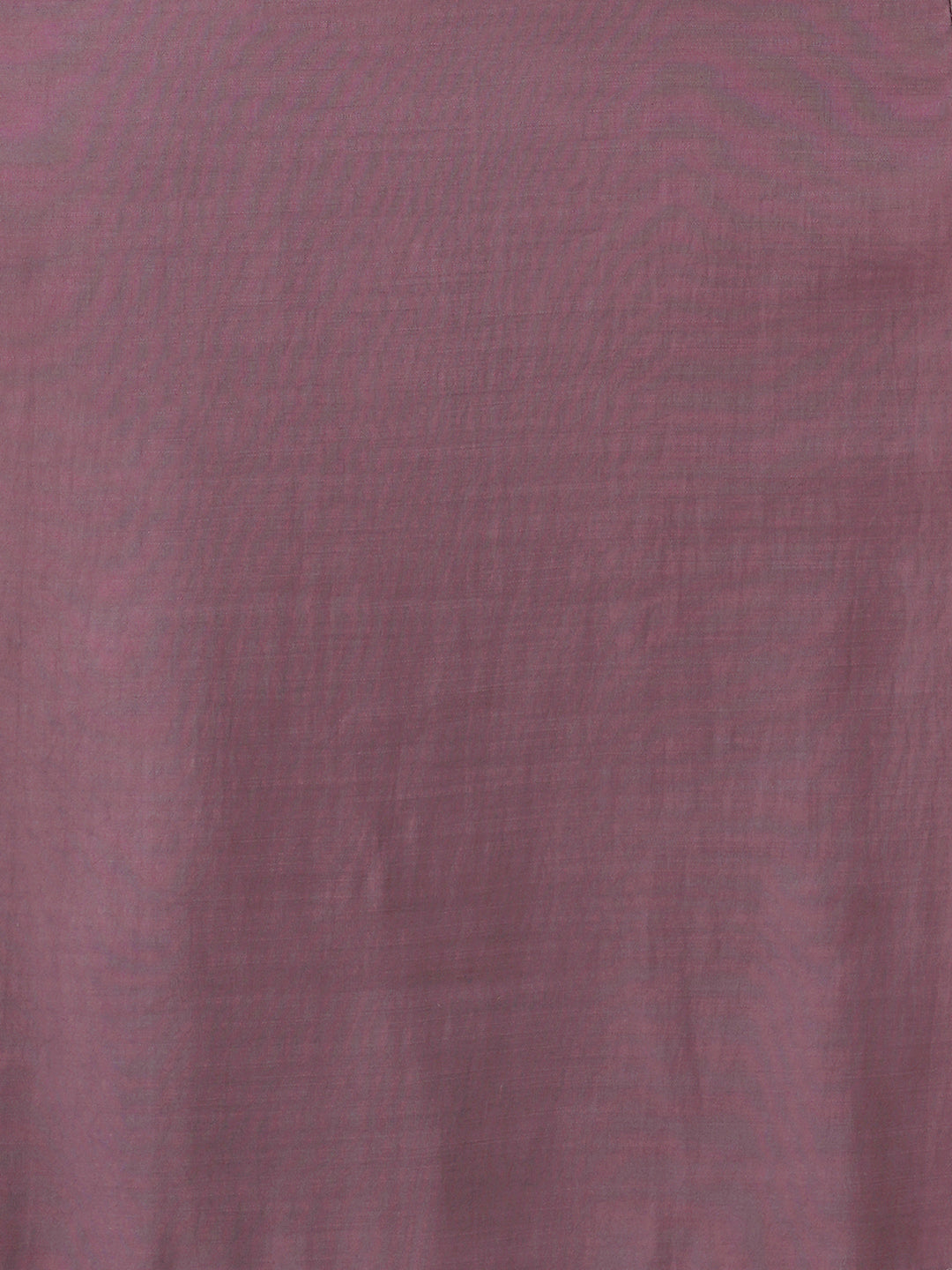 Solid Zari Floral Embroidered A-Line Co-ord Set - Purple