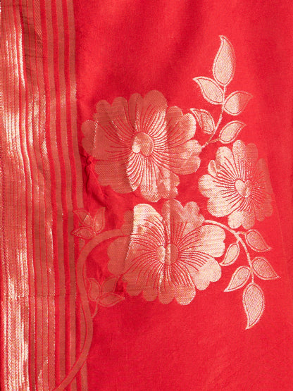 Festive Leheriya Printed Embroidered & Kurta with Pant and Dupatta - Red