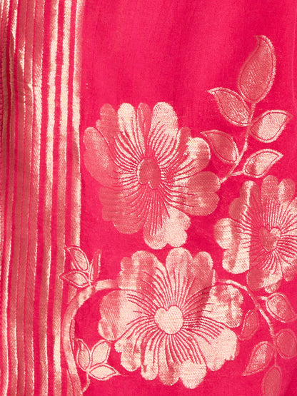 Festive Leheriya Printed Embroidered & Kurta with Pant and Dupatta - Rani