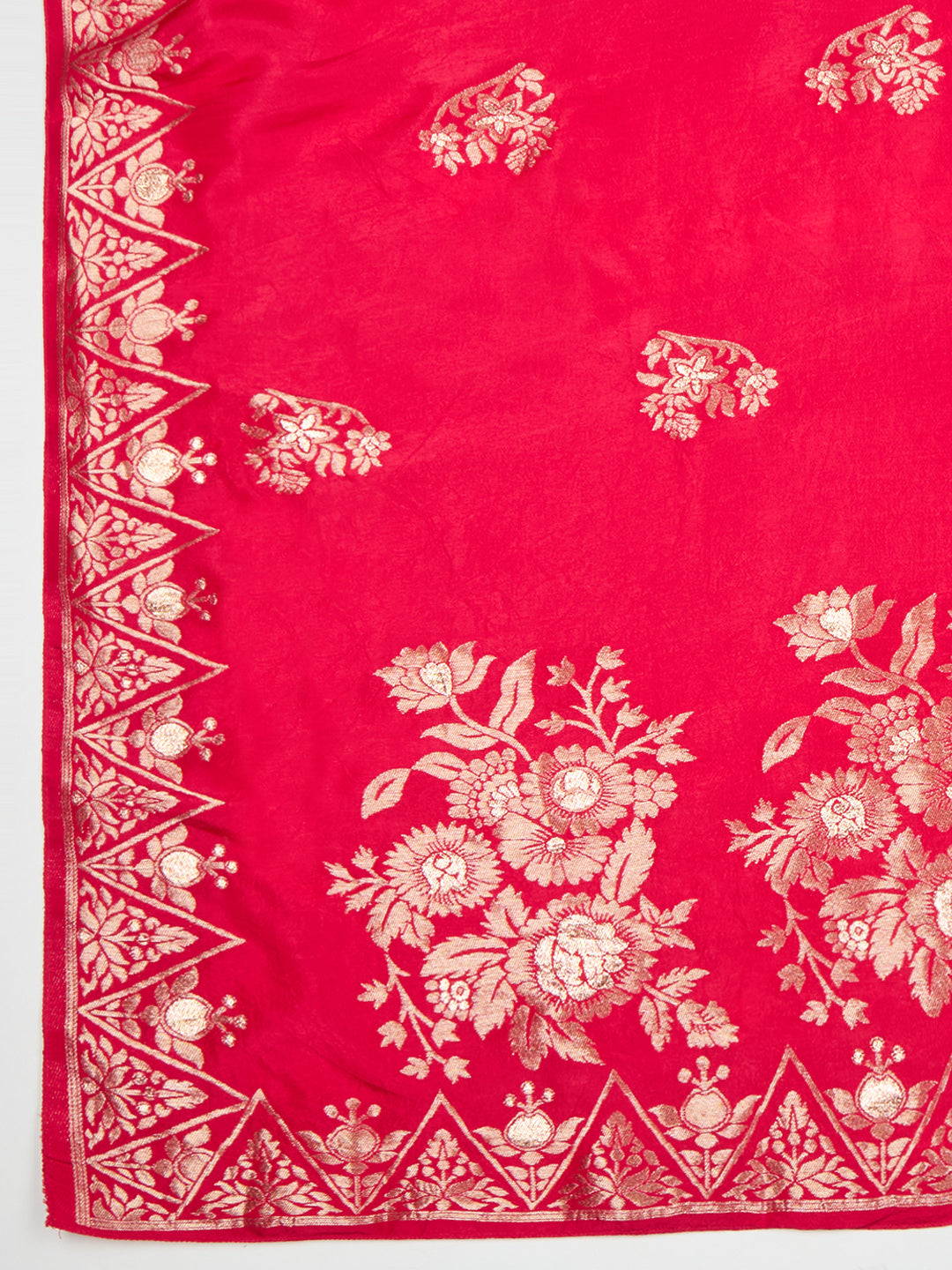 Floral Woven & Hand Embroidered Straight Kurta with Pant & Dupatta - Rani