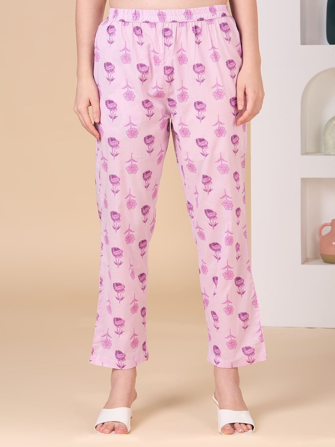 Ethnic Floral Printed Embroidered Straight Fit Kurta with Pant and Dupatta - Purple