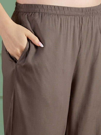 Floral Threadwork Embroidered A-Line Co-ord Set - Grey