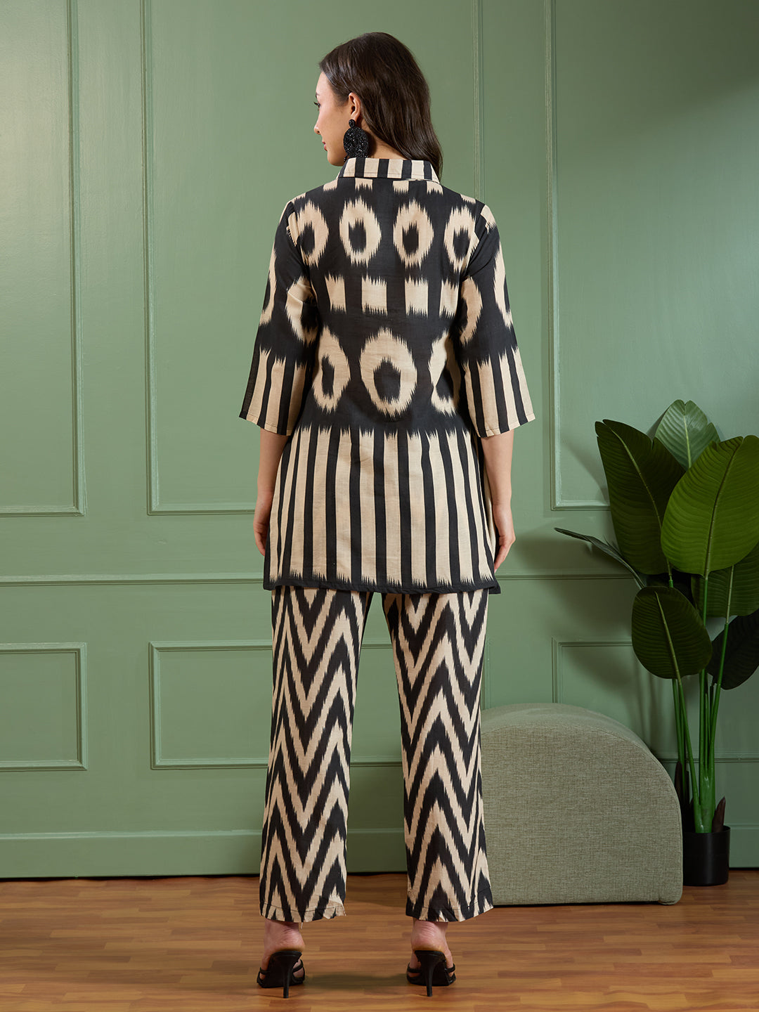 Abstract Chevron Printed A-Line Co-ord Set -Multi