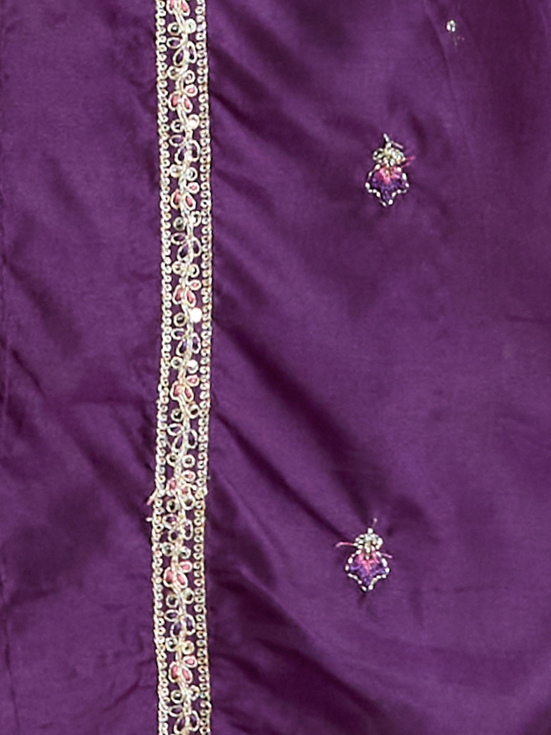 Leheriya Printed & Embroidered Straight Kurta with Pant & Dupatta - Purple