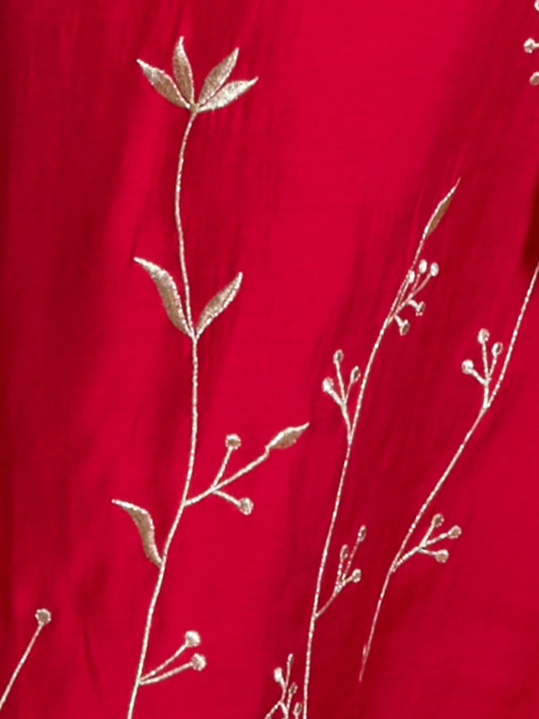Festive Floral Zari Embroidered Straight Fit Kurta with Pant and Dupatta - Red