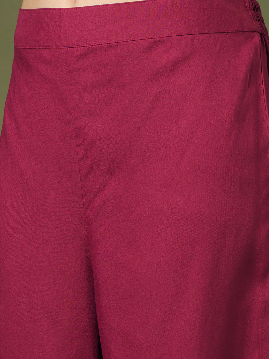 Solid Zari Embroidered A-Line Co-ord Set - Burgundy