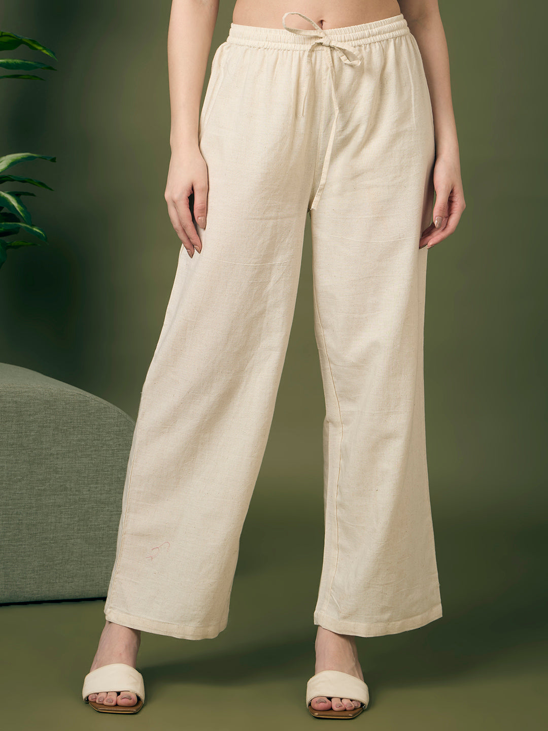 Solid Ostrich Threadwork Embroidered A-Line Co-ord Set - Off White