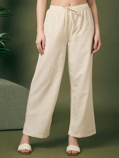 Solid Ostrich Threadwork Embroidered A-Line Co-ord Set - Off White