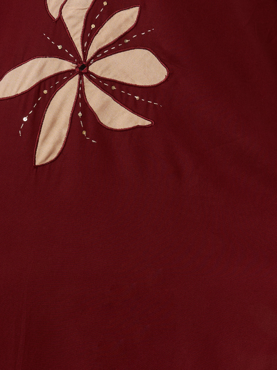 Abstract Floral Printed Kantha Work Straight Fit Co-ord Set - Rust