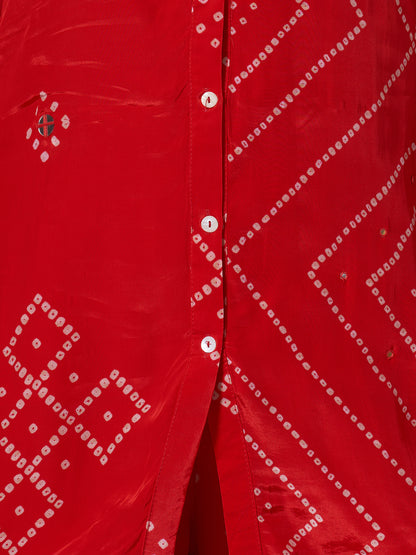 Bandhani Printed Straight Fit Co-ord Set - Pink