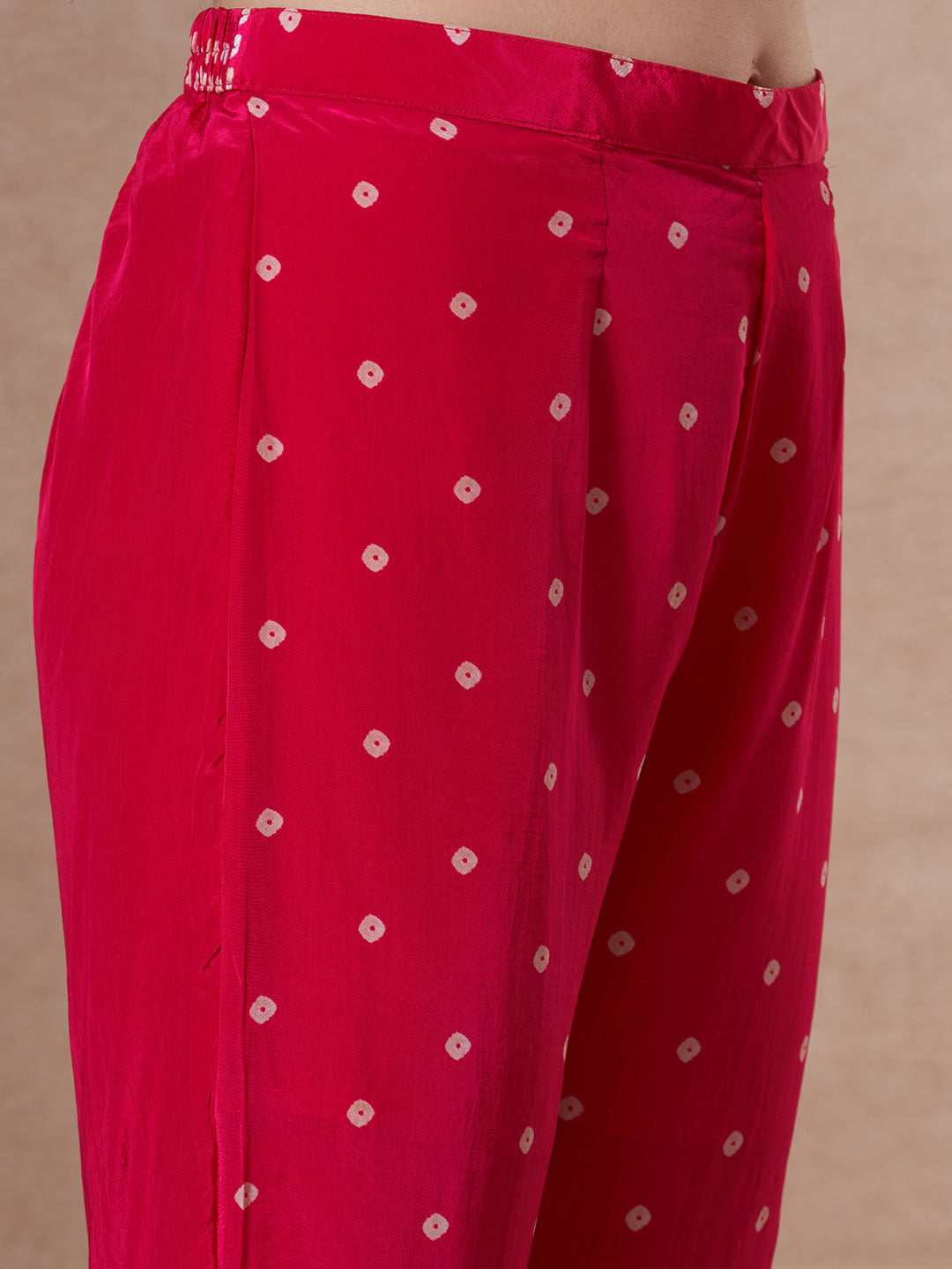 Bandhani Printed Straight Fit Co-ord Set - Red