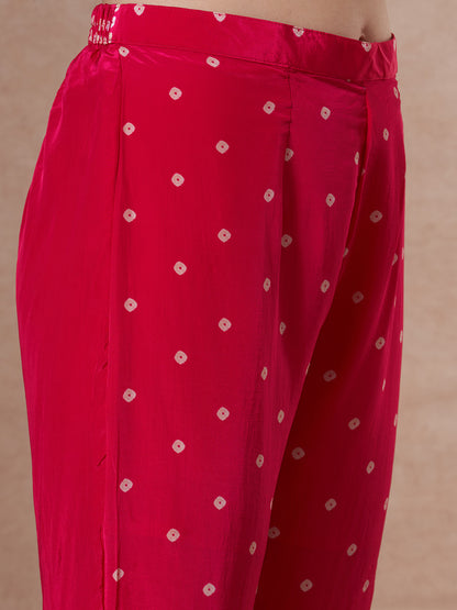 Bandhani Printed Straight Fit Co-ord Set - Red