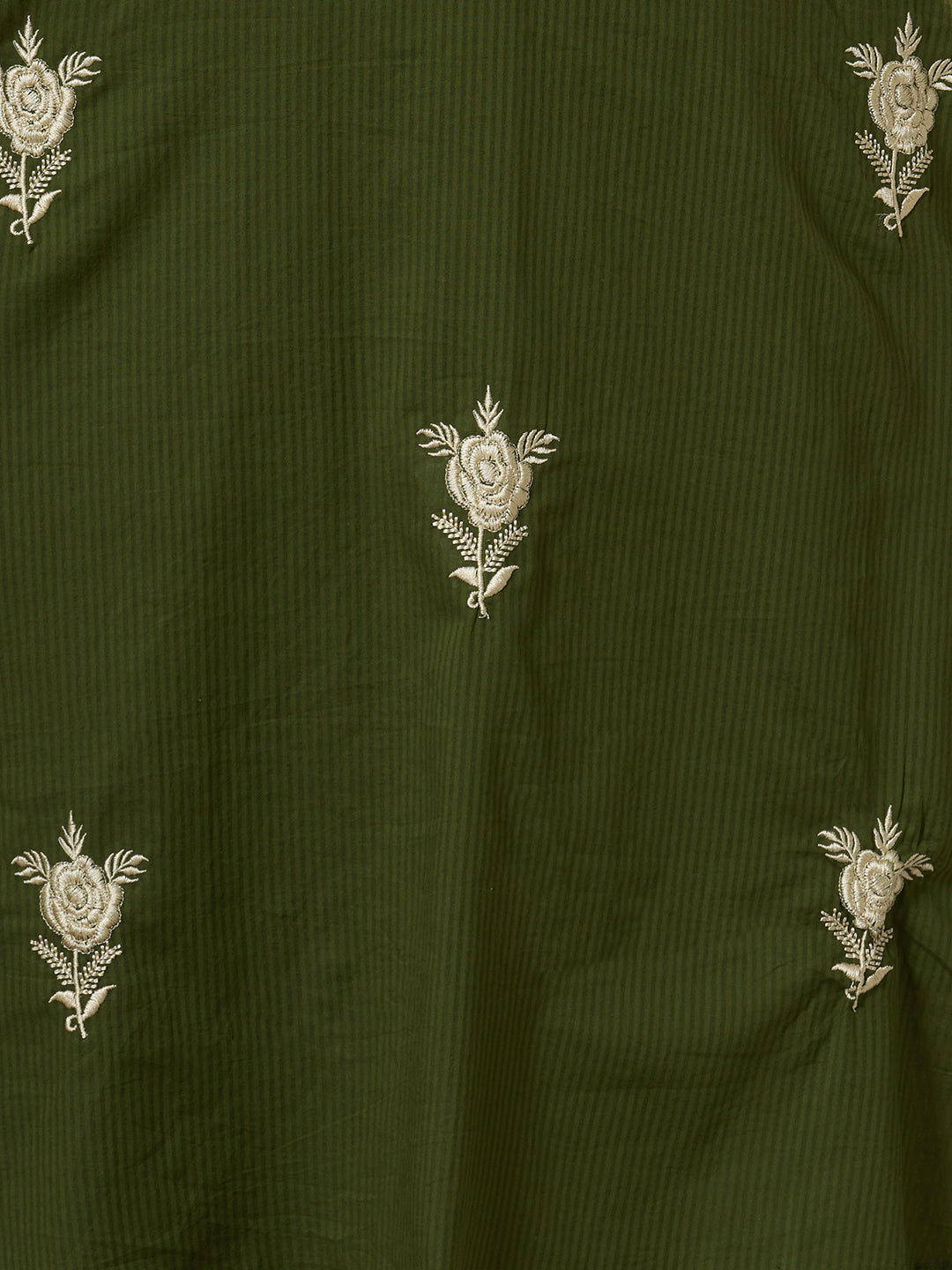 Solid Floral Embroidered A-Line Kurta with Palazzo and Dupatta - Green