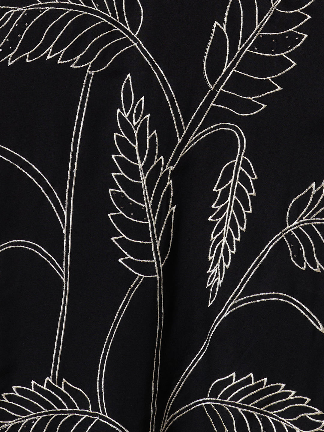 Solid Abstract Embroidered Straight Fit Kurta with Pant and Printed Dupatta - Black