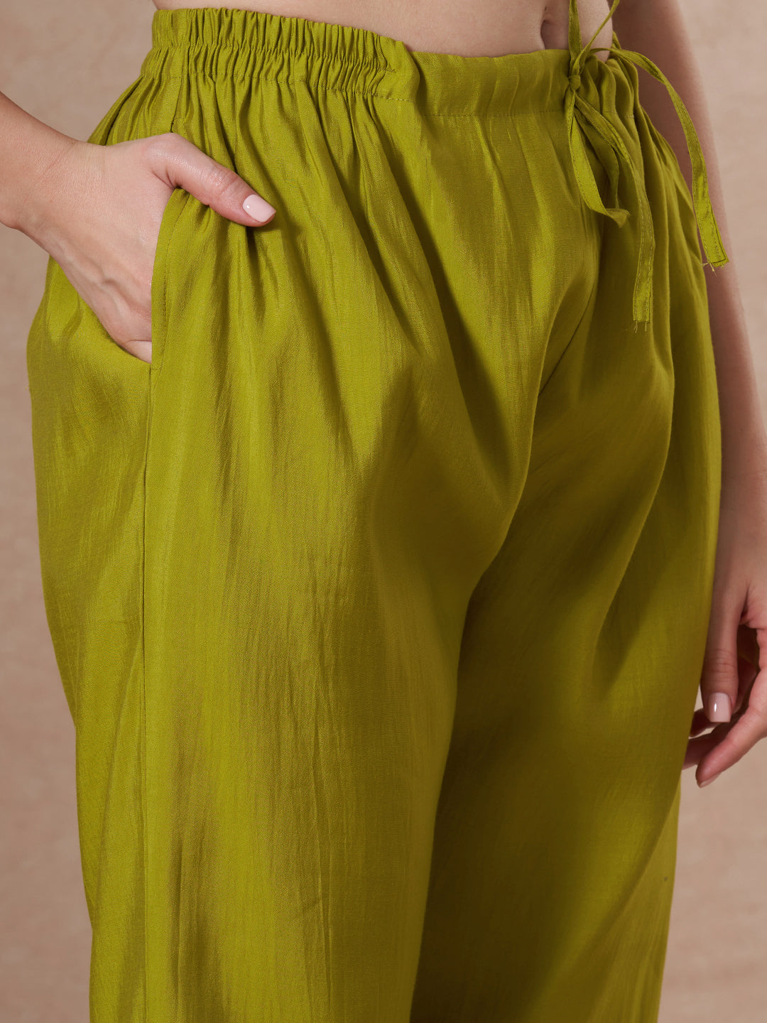 Festive Solid Zari Embroidered Straight Fit Kurta with Pant and Ombre Dupatta - Green