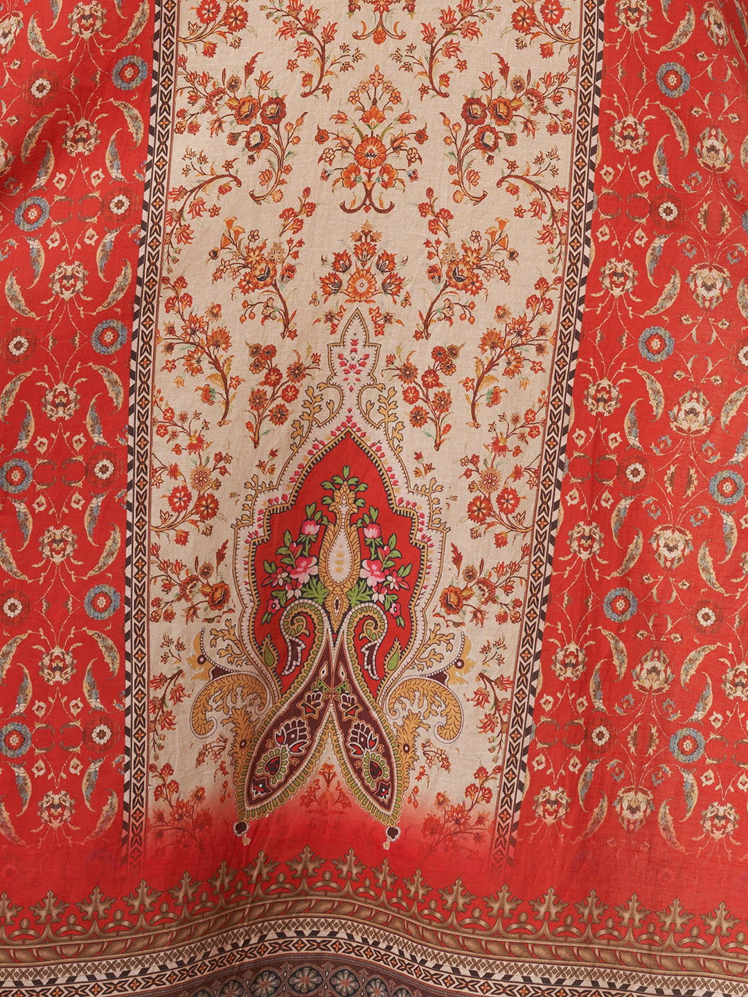 Floral Printed Embroidered Straight Fit Kurta - Red