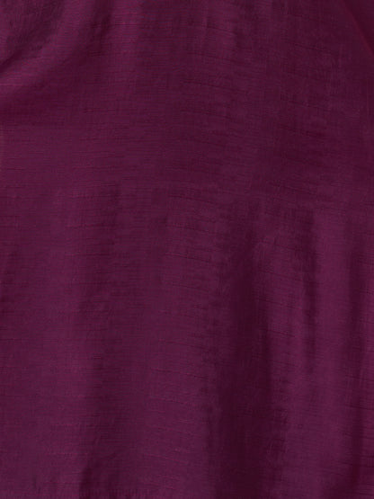 Solid Ethnic Zari Embroidered A-Line Co-ord Set - Wine