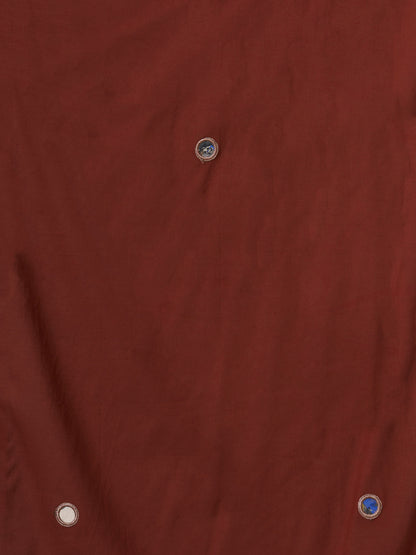 Solid Mirror Embroidered Straight Fit Kurta with Palazzo and Dupatta - Brown