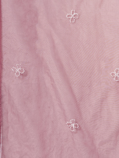 Solid French Knot Embroidered Straight Fit Kurta with Pant and Dupatta - Pink