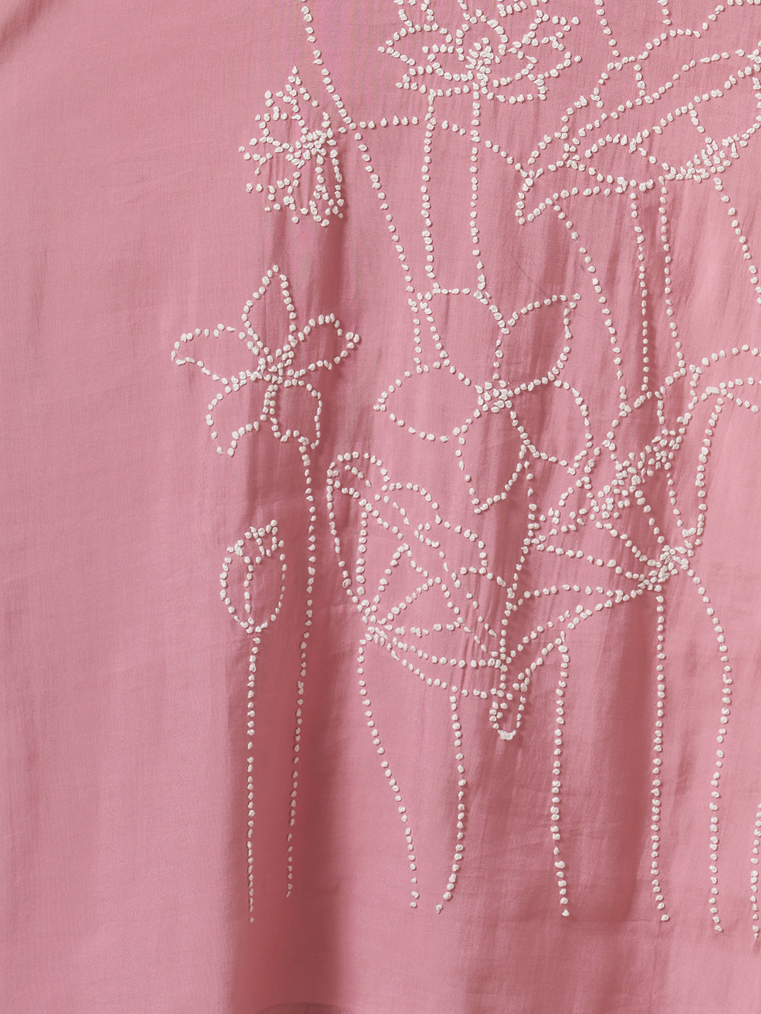 Solid French Knot Embroidered Straight Fit Kurta with Pant and Dupatta - Pink