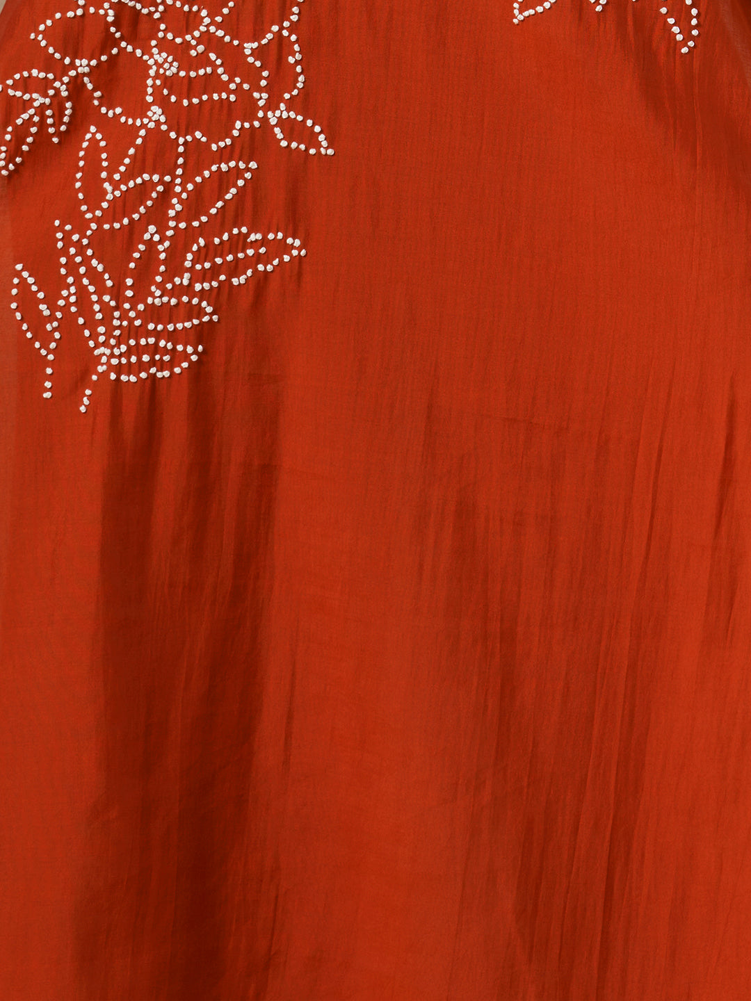 Solid French Knot Embroidered Straight Fit Kurta with Pant and Dupatta - Rust