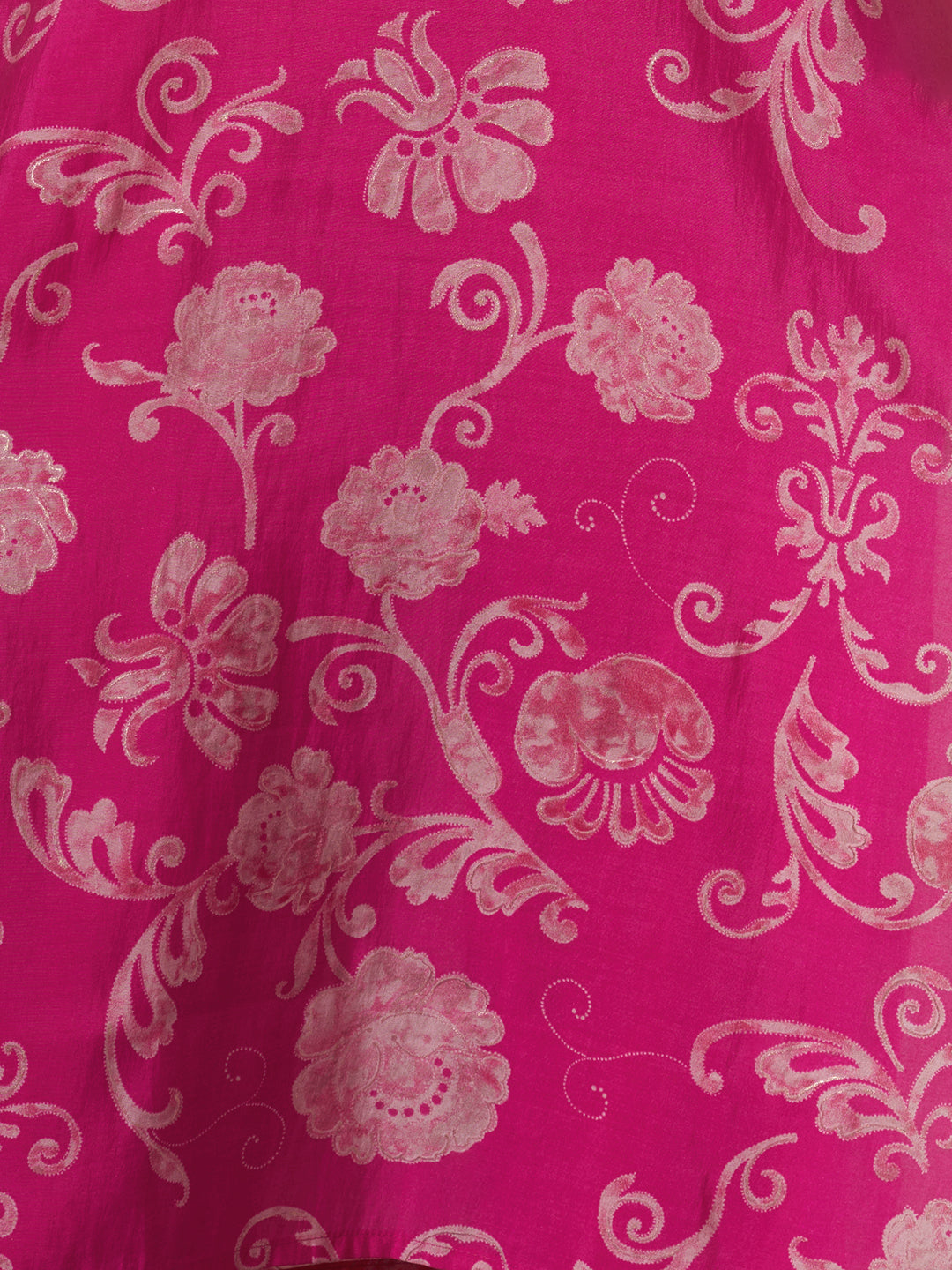 Ethnic Printed & Embroidered Straight Kurta with Pant & Dupatta - Rani