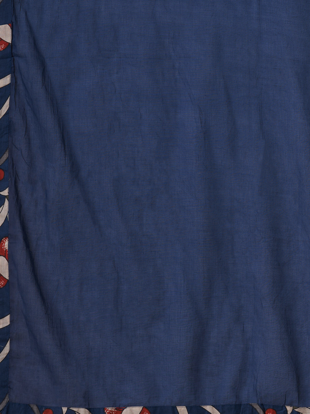 Solid Kalamkari Printed A-Line Kurta with Pant and Dupatta - Navy Blue
