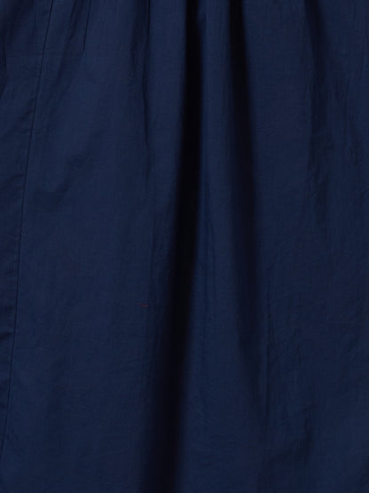 Solid Kalamkari Printed A-Line Kurta with Pant and Dupatta - Navy Blue