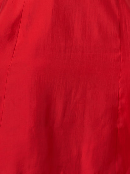 Ethnic Foil Printed A-Line Paneled Kurta with Pant & Dupatta - Red