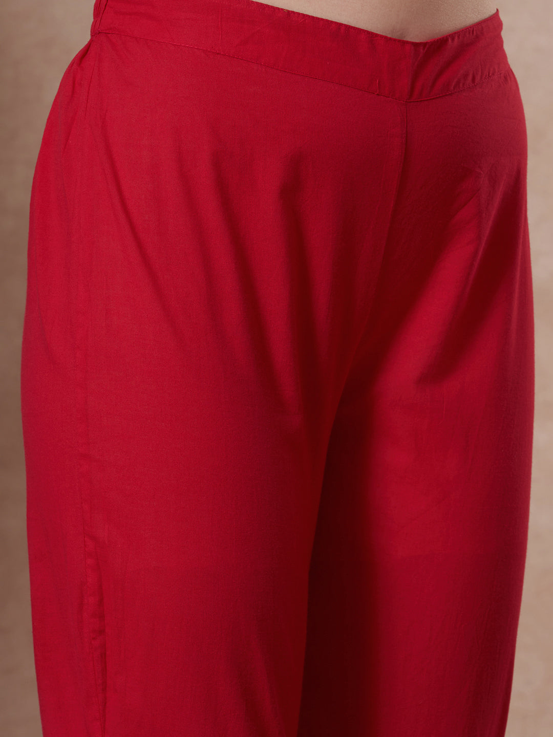 Ethnic Floral Printed & Embroidered Straight Kurta with Pant & Dupatta - Rani