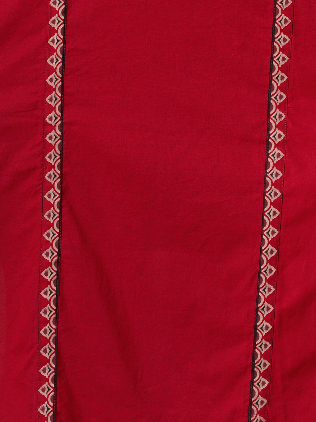 Ethnic Floral Printed & Embroidered Straight Kurta with Pant & Dupatta - Rani