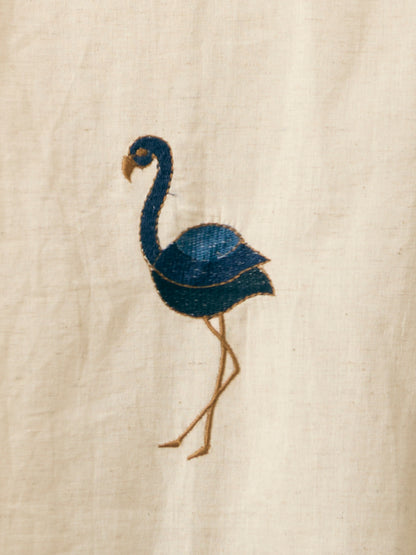 Solid Ostrich Threadwork Embroidered A-Line Co-ord Set - Off White