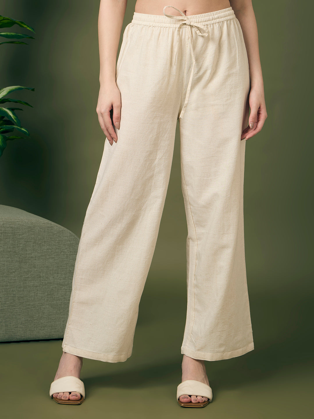 Solid Ostrich Threadwork Embroidered A-Line Co-ord Set - Off White