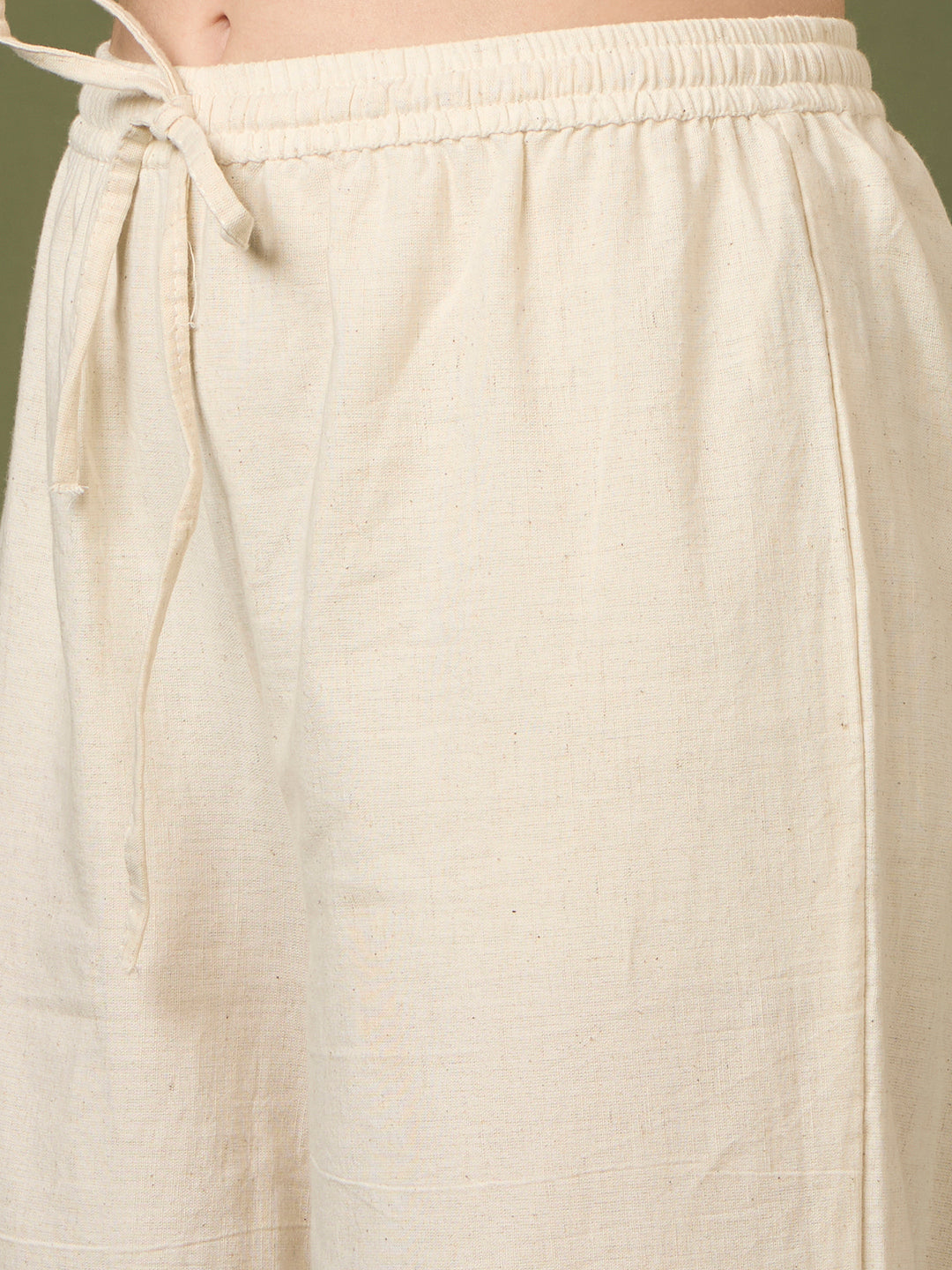 Solid Ostrich Threadwork Embroidered A-Line Co-ord Set - Off White