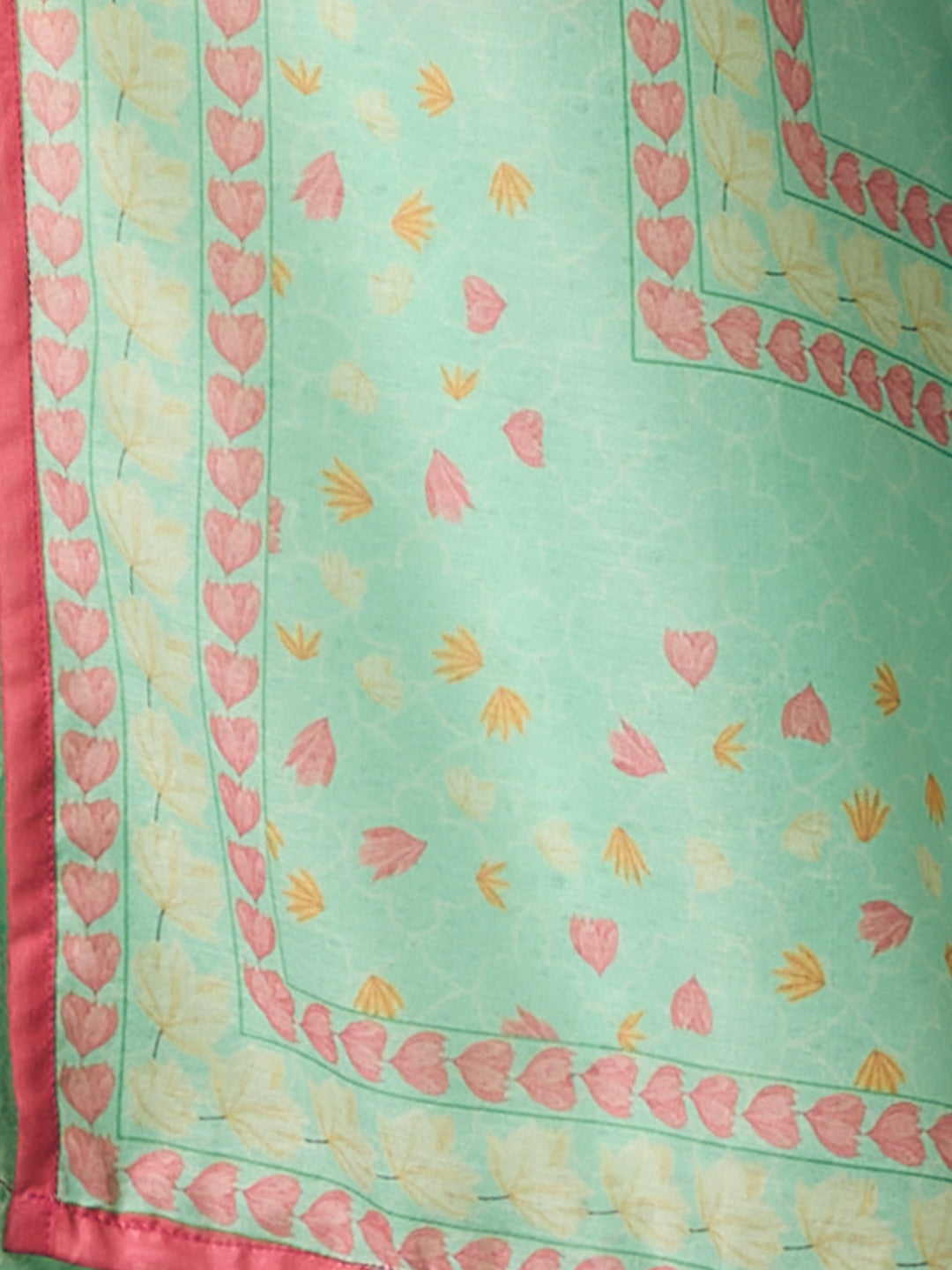 Abstract Floral Printed Schiffli Straight Kurta with Pant & Dupatta - Green